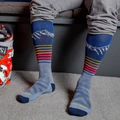 Men's Steep Lines Over-the-Calf Lightweight Ski & Snowboard Socks (Eclipse) (Large)