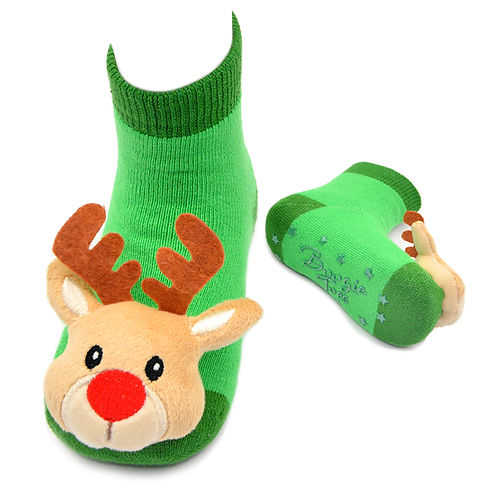 Kid's Reindeer Classic Boogie Toes Rattle Crew (0-1 Years)