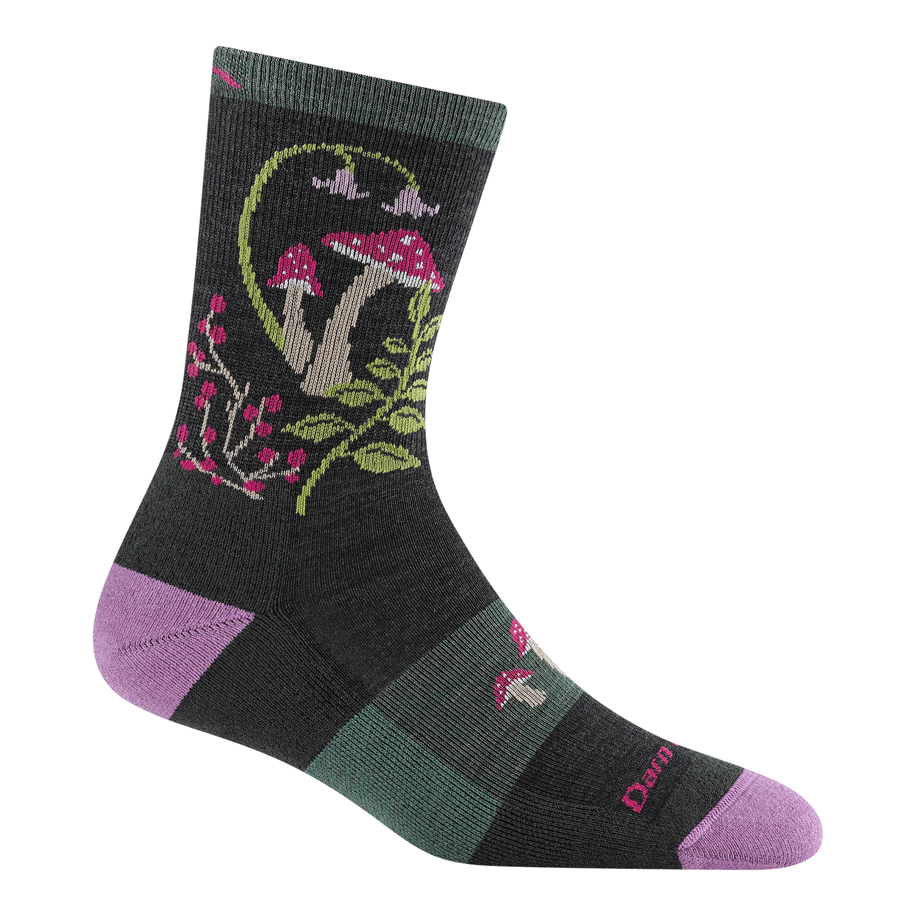 Women's Mellow Mushrooms Micro Crew Cushioned Hiking Socks (Charcoal)