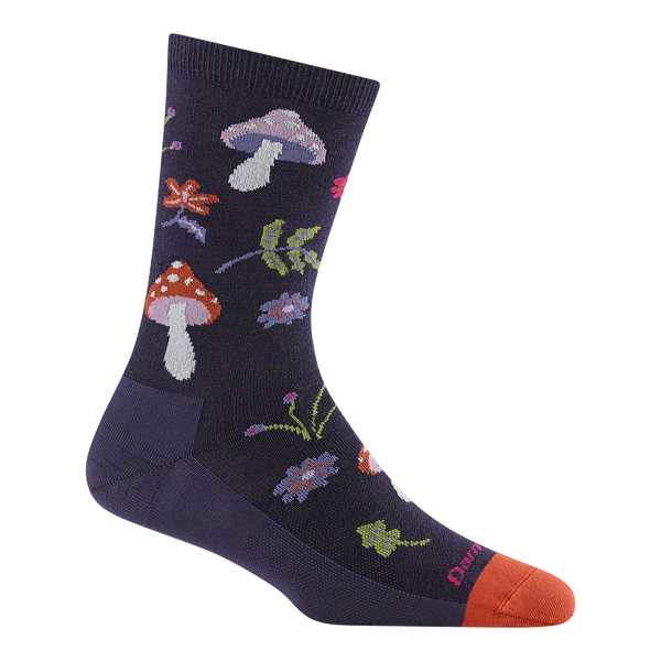 Women's Shroom Bloom Crew No Cushion Lifestyle Socks (Blackberry)