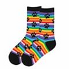 Women's Rainbow Stripe Paw Prints Crew (Black)