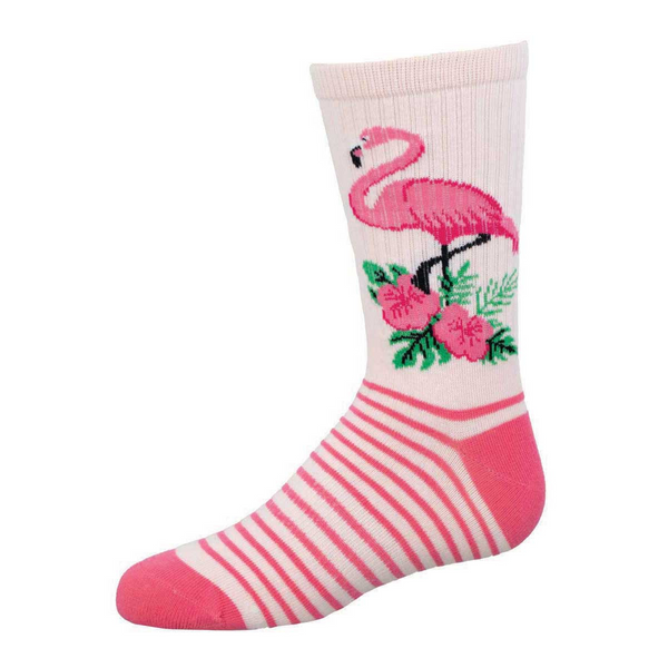 Kid's Flamingo Floral Crew (Pink) Large