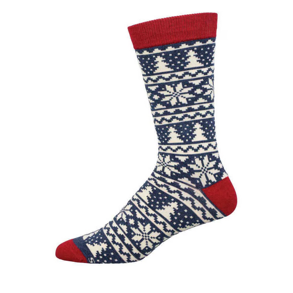 Men's Christmas Fair Isle Bamboo Crew (Blue Heather)