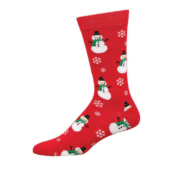 OOS_Men's Smiling Snowmen Bamboo Crew (Red)