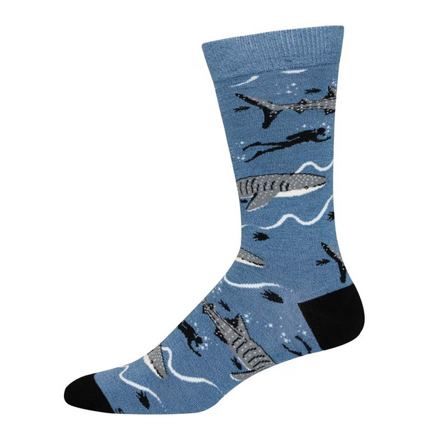 Men's Whale Shark Bamboo Crew (Blue Heather)
