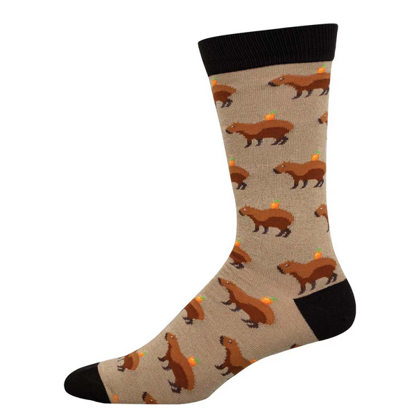 Men's Capybara Orange Bamboo Crew (Hemp Heather)