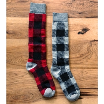 Alpaca Lodge Plaid Crew - Large (Red)