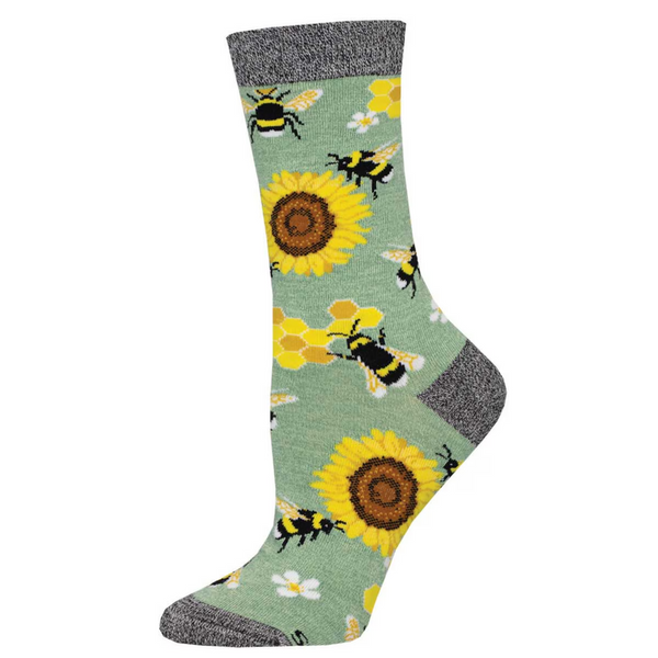 Women's Honey In The Bank Bamboo Crew (Green Heather)