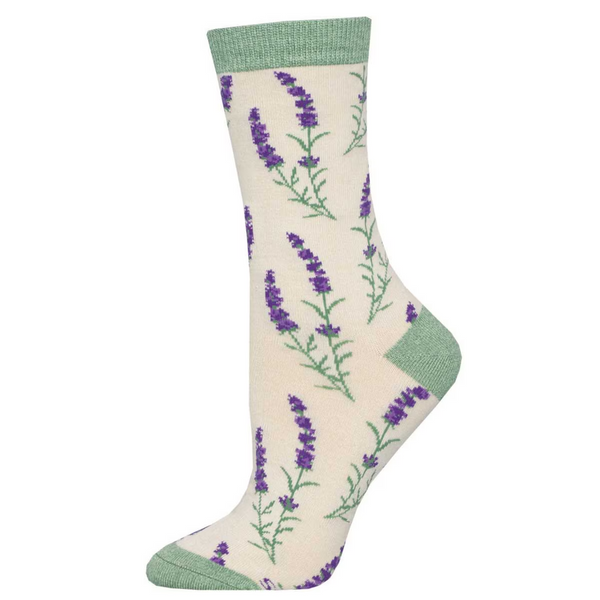 Women's Bamboo Lovely Lavender Crew (Ivory)