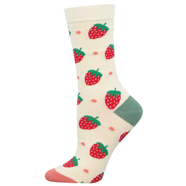 Women's Strawberry Delight Bamboo Crew (Ivory)