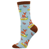 Women's Bamboo Oh Deer, You're Cute Crew (Blue Heather)