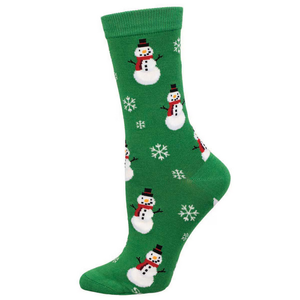Women's Smiling Snowmen Crew (Green)