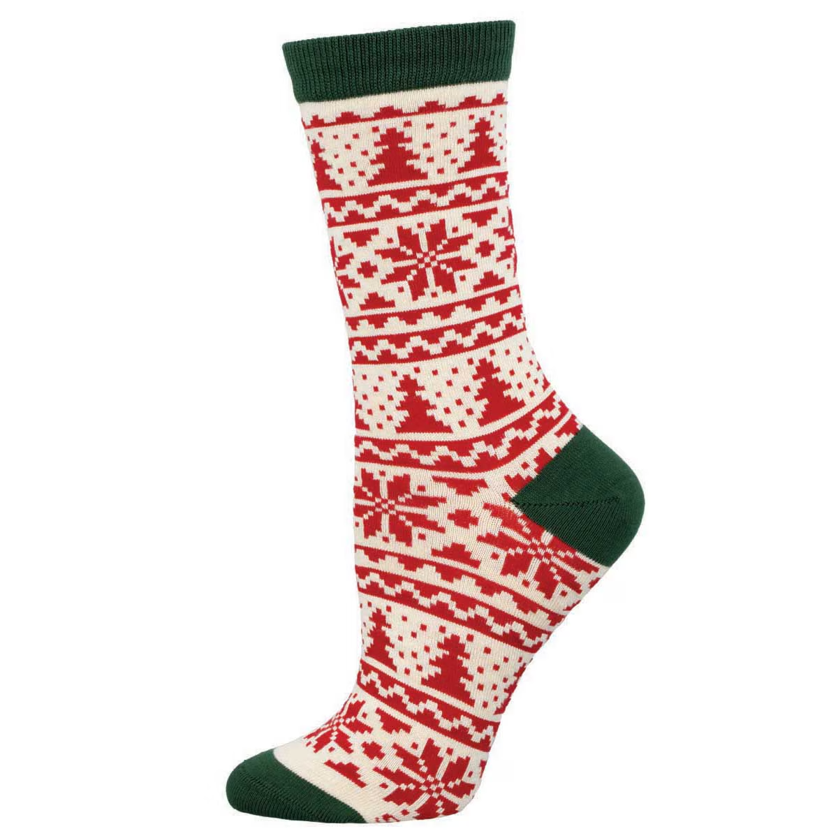 Women's Christmas Fair Isle Bamboo Crew (Ivory)