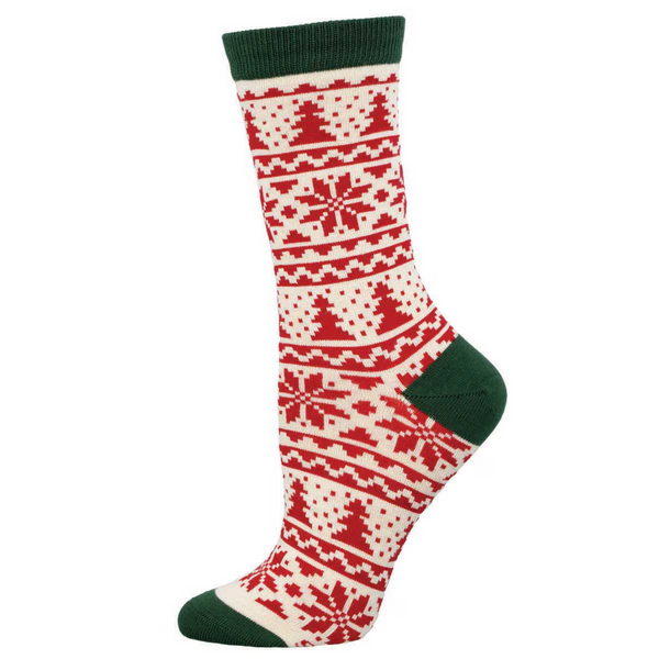 Women's Christmas Fair Isle Bamboo Crew (Ivory)