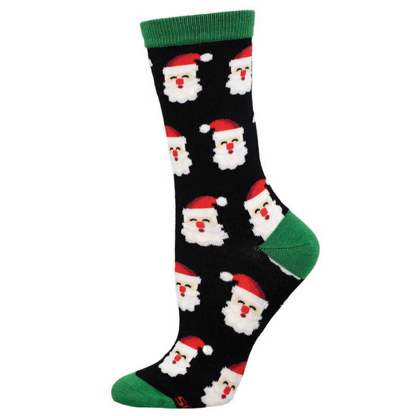 ZZNB-12/25_Women's Father Christmas Bamboo Crew (Black)