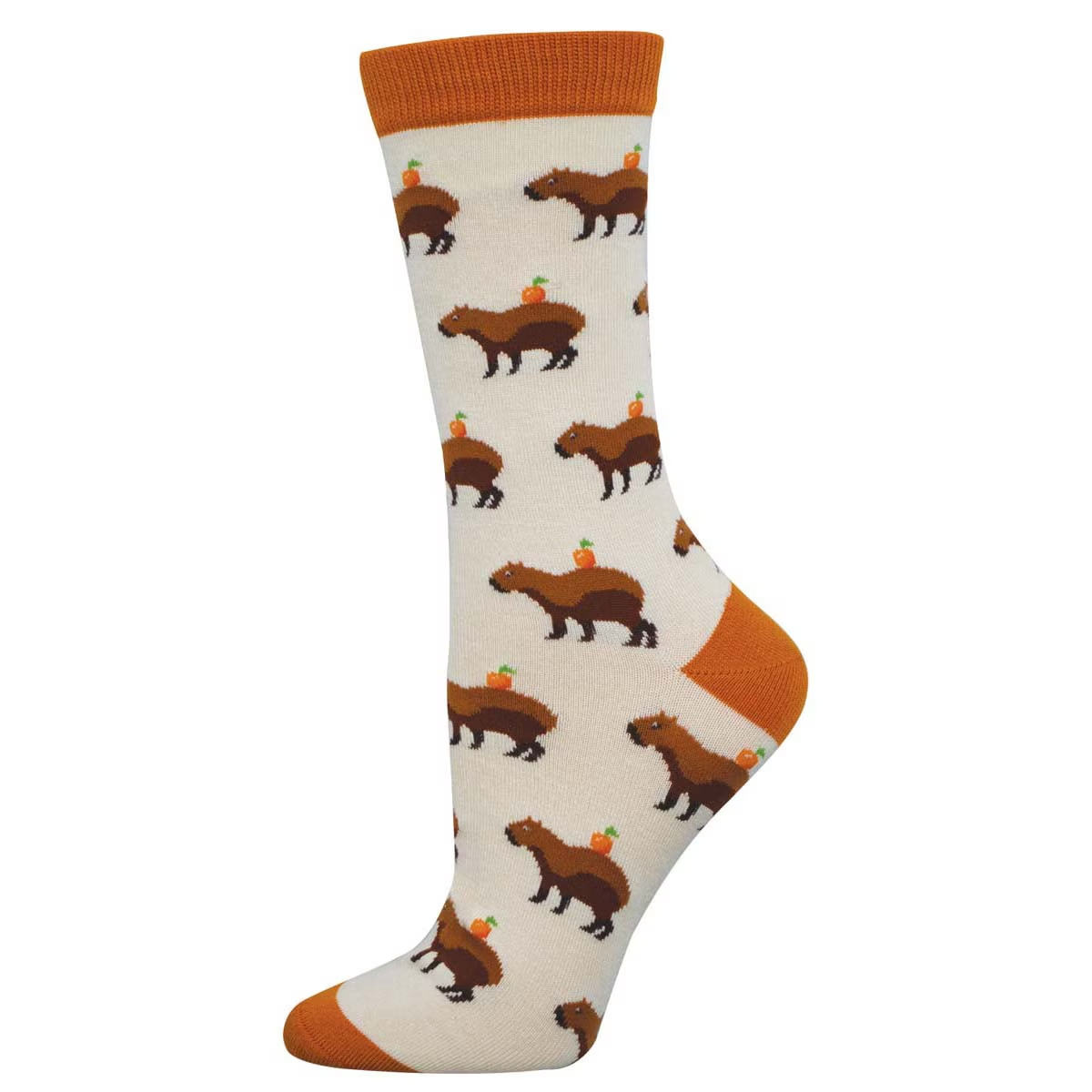 Women's Capybara Orange Bamboo Crew (Ivory)