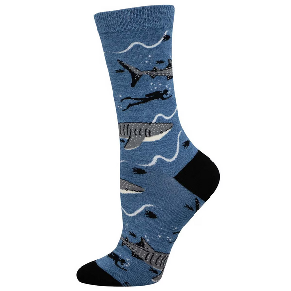 Women's Whale Shark Bamboo Crew (Blue Heather)