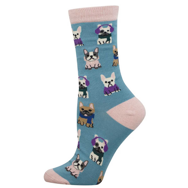 Women's Frenchie Dressing Bamboo Crew (Blue)