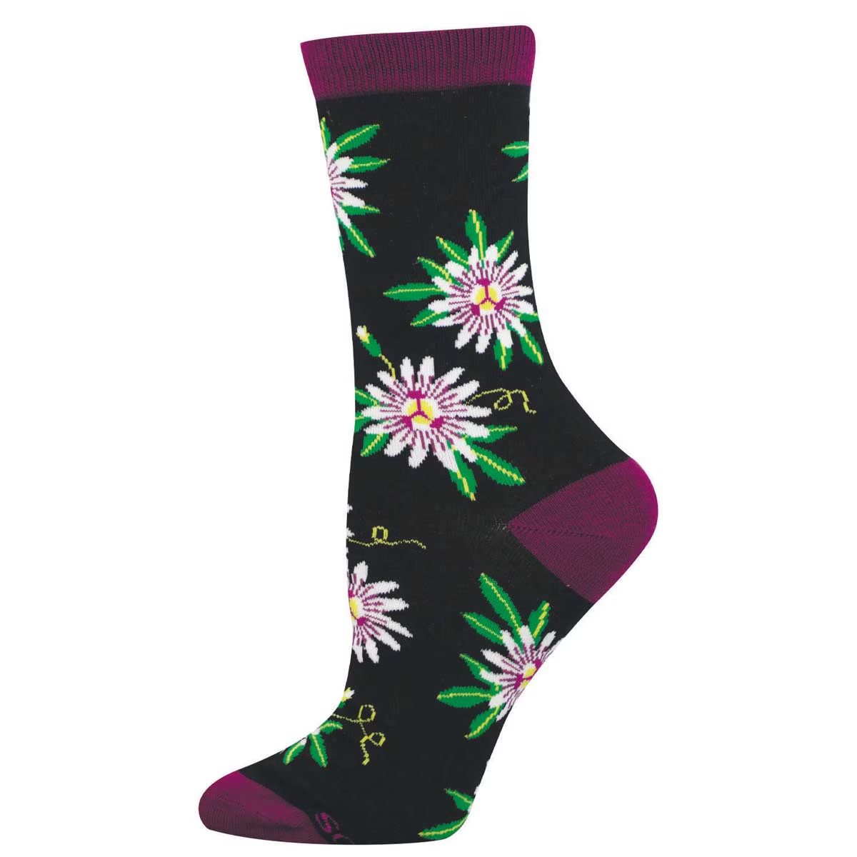 Women's Passionfruit Flower Bamboo Crew (Black)