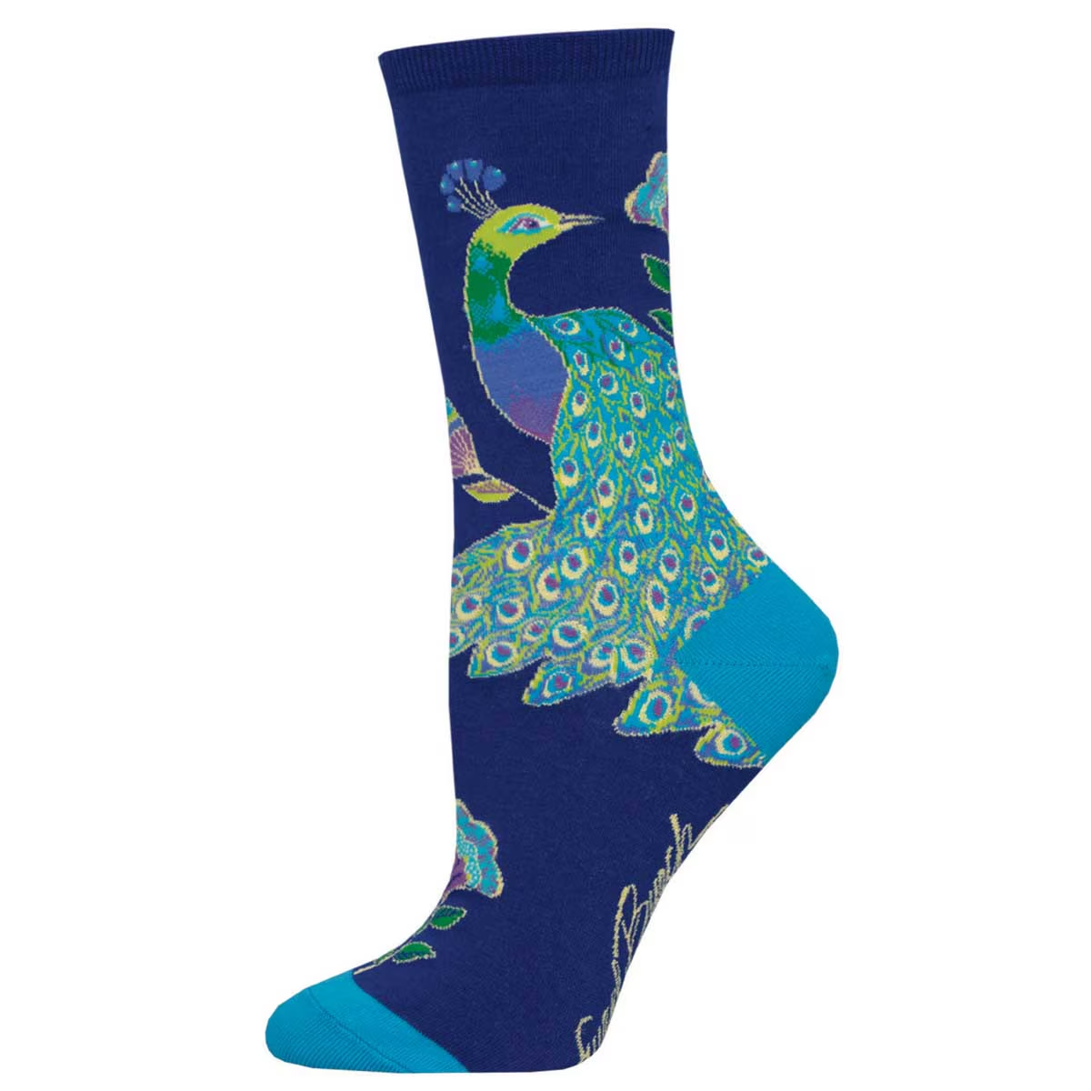 Women's Laurel Burch Intricate Peacock Crew (Blue)