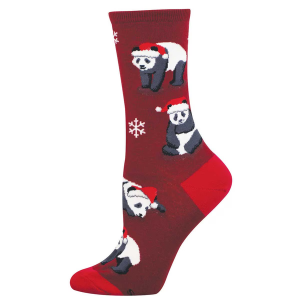 Women's Merry Panda Crew (Burgundy)