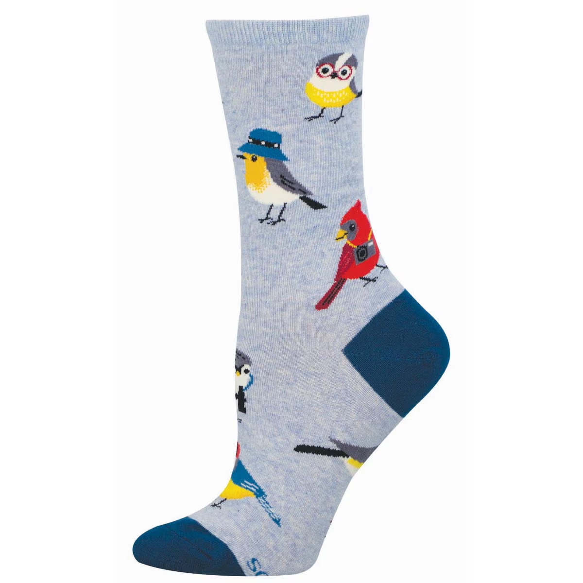 OOS-5/25_Women's Bird Is The Nerd Crew (Blue Heather)