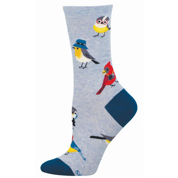 OOS-5/25_Women's Bird Is The Nerd Crew (Blue Heather)