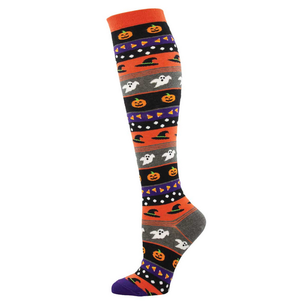 ZZNA-10/24_Women's Halloween Icons Knee High (Gray Heather)