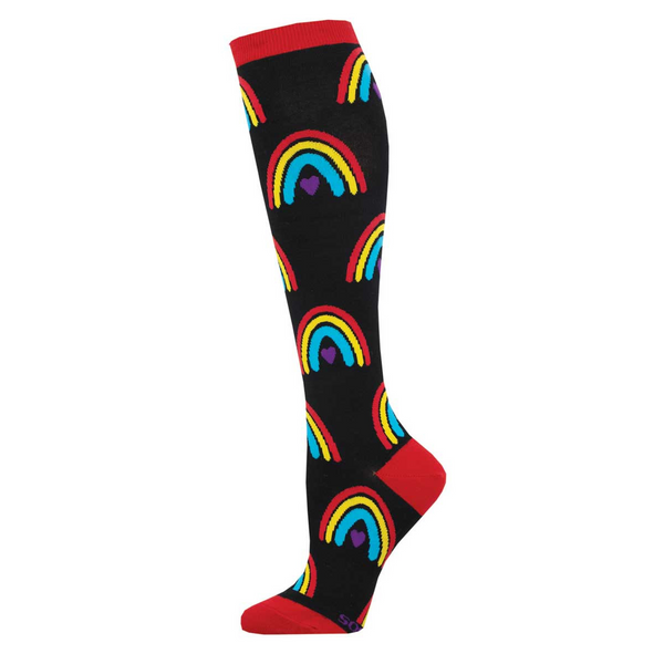 ZZNB-11/24_Women's Boho Rainbow Knee High (Black)