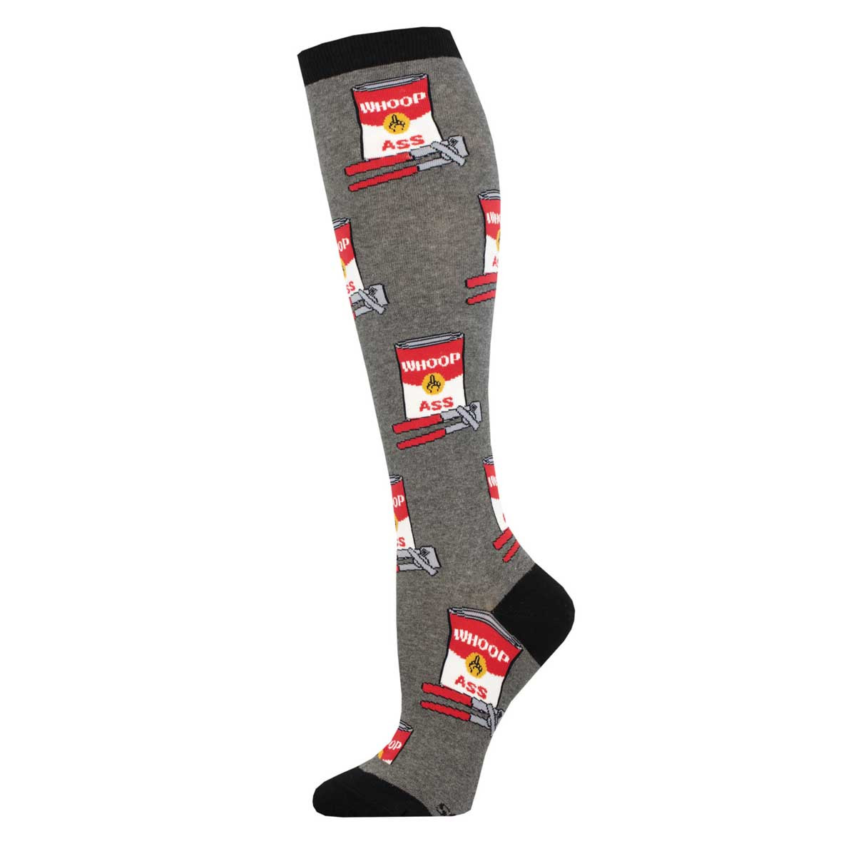 Women's Can Of Whoop Ass Knee High (Charcoal Heather)