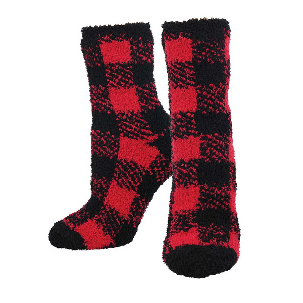 Women's Warm & Cozy Plaid Crew (Red)