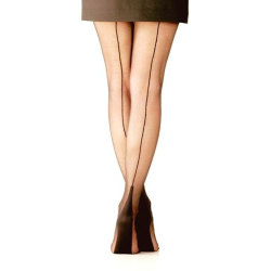 Women's Cuban Heel Backseam Plus Size Tights (Nude)