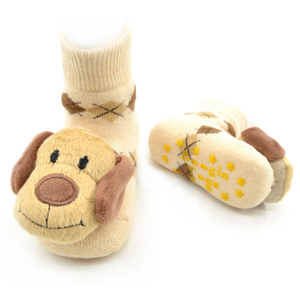 Kid's Brown Dog Boogie Toes Rattle Crew (0-1 Years)