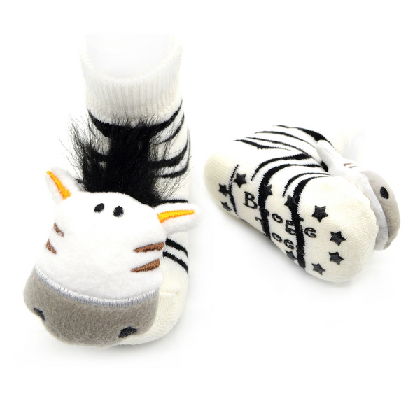 Kid's Zebra Boogie Toes Rattle Crew (0-1 Years)