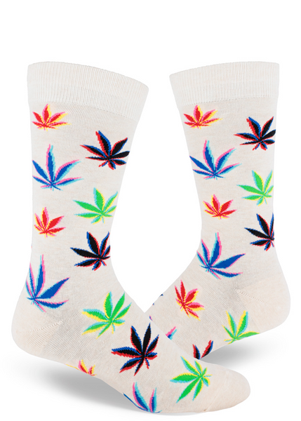 Men's Marijuana Glitch Crew (Heather Cream)