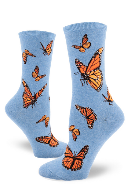 Women's Monarch Butterfly Crew (Heather Cornflower)