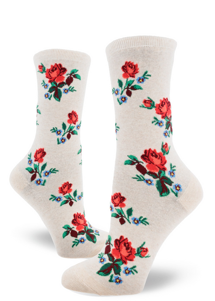 Women's Red Rose Crew (Heather Cream)