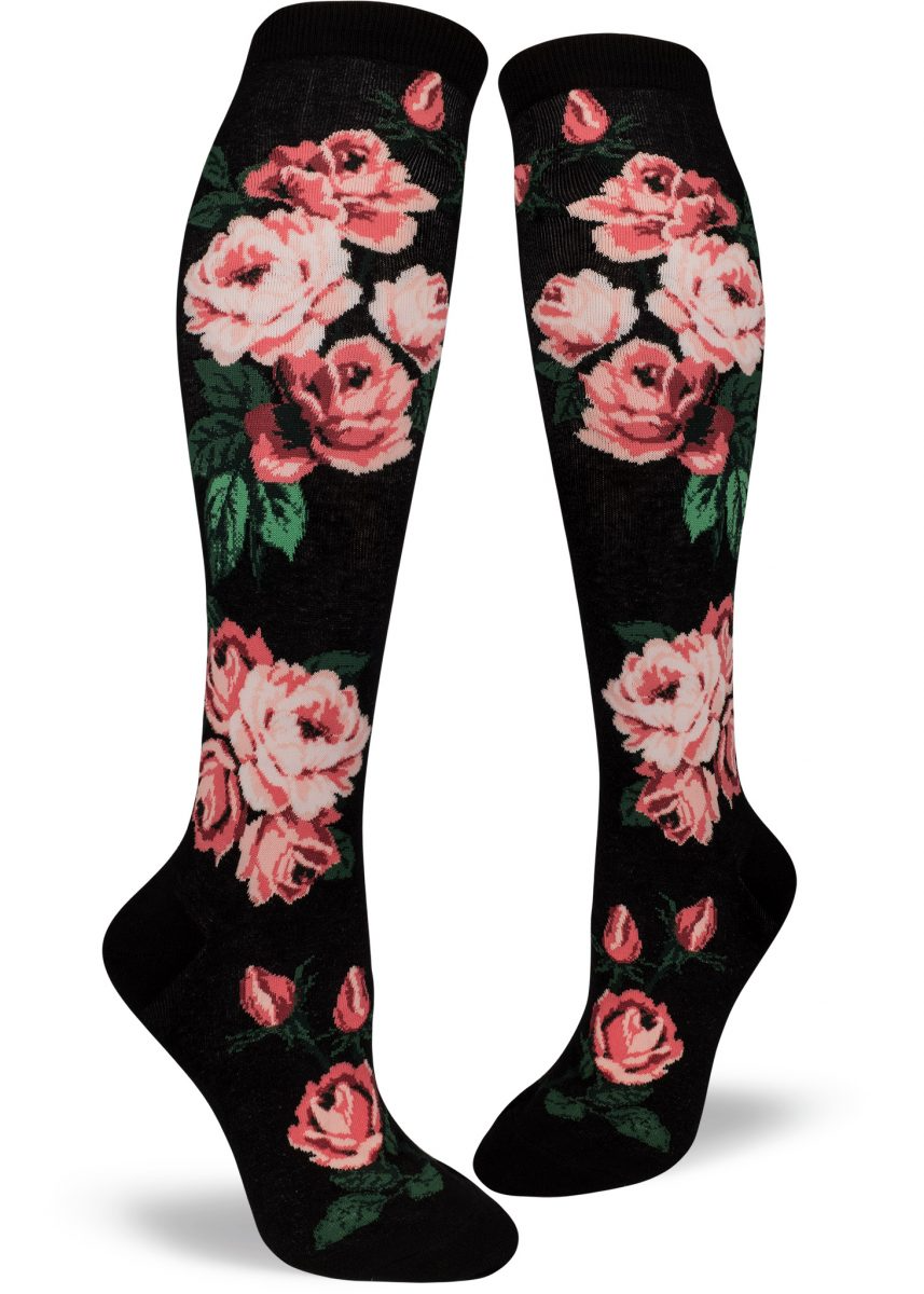Women's Romantic Rose Knee High (Black)