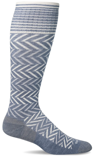 Women's Chevron Moderate Graduated Compression Socks (Bluestone)