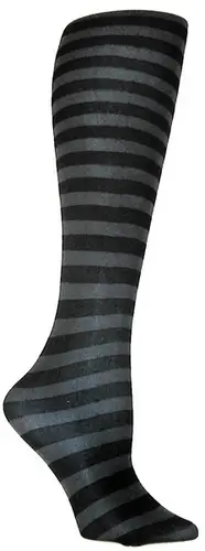 Women's Striped Opaque Plus Size Tights (Black/Grey)