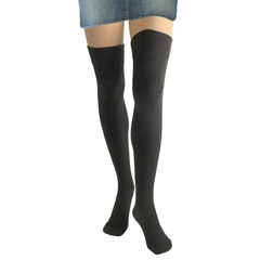 Women's Cotton Rib Thigh High (Chocolate)