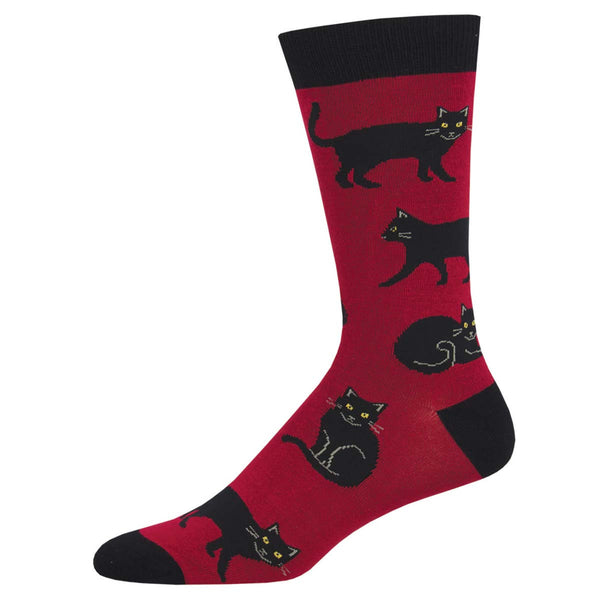 Men's Bamboo Black Cat Crew (Red)