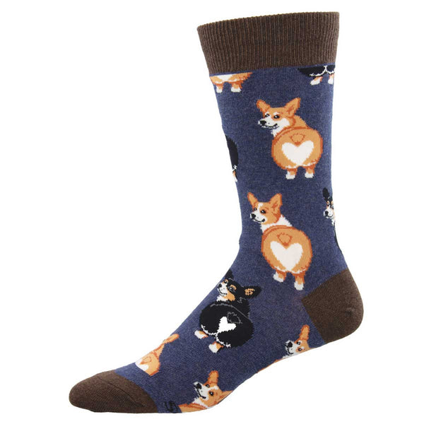 Men's Corgi Butt Crew (Blue Heather)