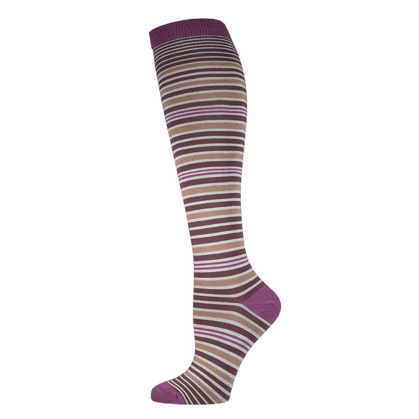 Women's Bamboo Multi Stripe Knee High (Cocoa)