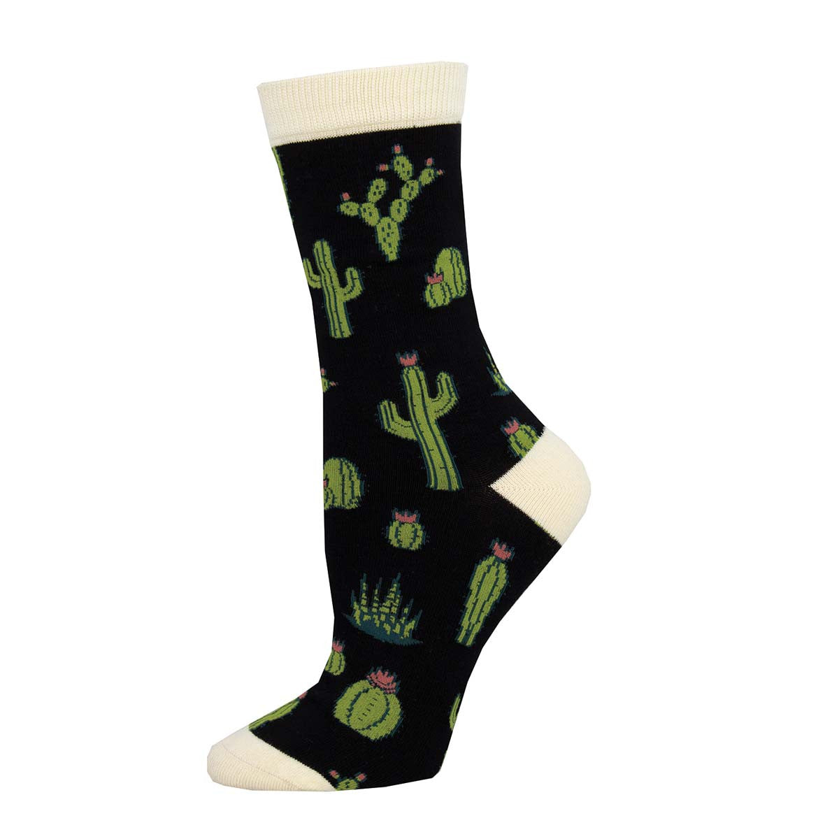 Women's Bamboo King Cactus Crew (Black)