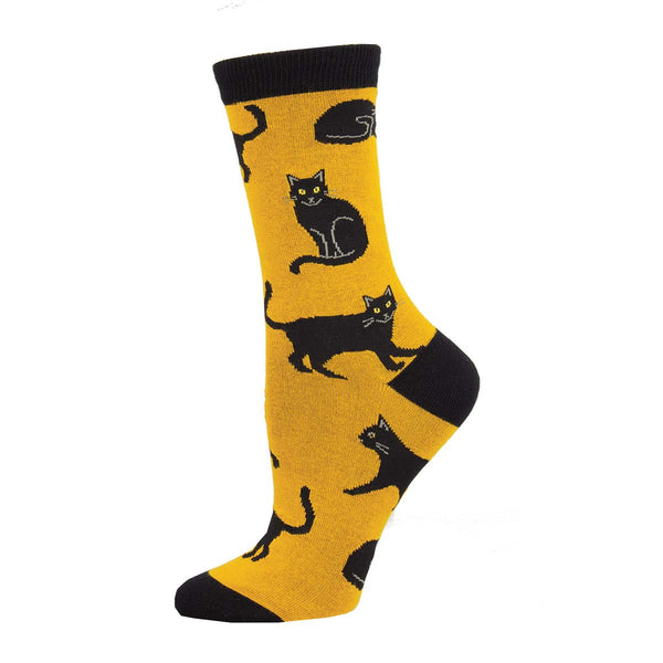 Women's Bamboo Black Cat Crew (Gold)