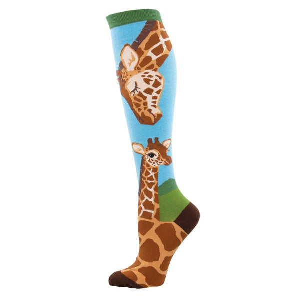 ZZNA-3/25_Women's Loving Giraffes Knee High (Blue)