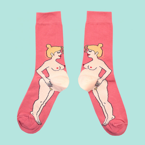 Women's Blonde Pregnant Woman Crew