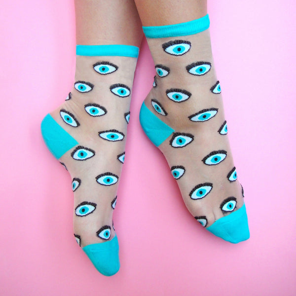 Women's Sheer Eyes Crew (Blue)