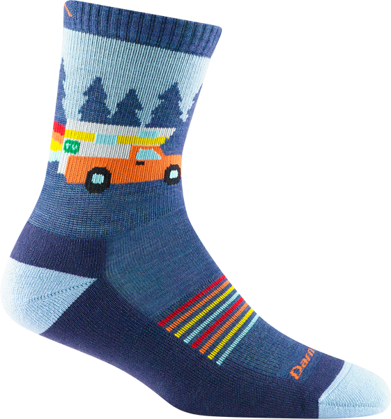 Kid's Micro Crew Van Wild Lightweight Hiking Socks (Denim)